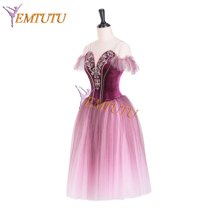 EM1342 EMTUTU Fading Plum Color Waltz of the Flowers Dance Competition Long Ballet Dress Romantic Tutu Ballet Costume