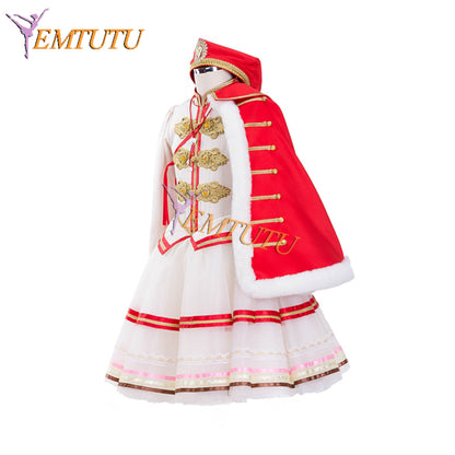 EMTUTU White and Red Soldier Doll Romantic Tutu Costume Ballet Nutcracker Professional Ballerina Dress