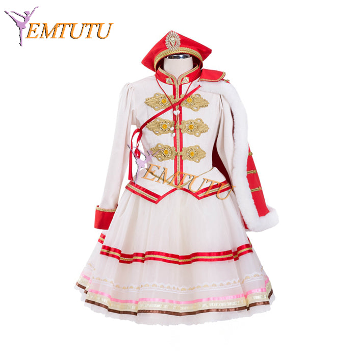 EMTUTU White and Red Soldier Doll Romantic Tutu Costume Ballet Nutcracker Professional Ballerina Dress