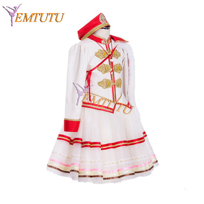 EMTUTU White and Red Soldier Doll Romantic Tutu Costume Ballet Nutcracker Professional Ballerina Dress