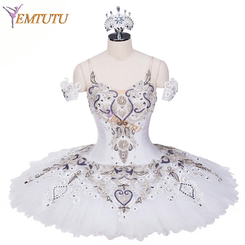 EMTUTU Professional Custom-Made Competition Dress Prima Ballerina Ballet Costume White Ballerina Tutu