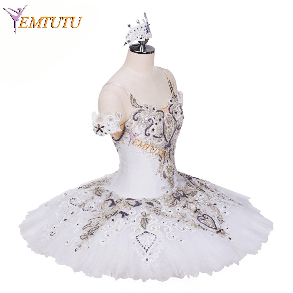 EMTUTU Professional Custom-Made Competition Dress Prima Ballerina Ballet Costume White Ballerina Tutu