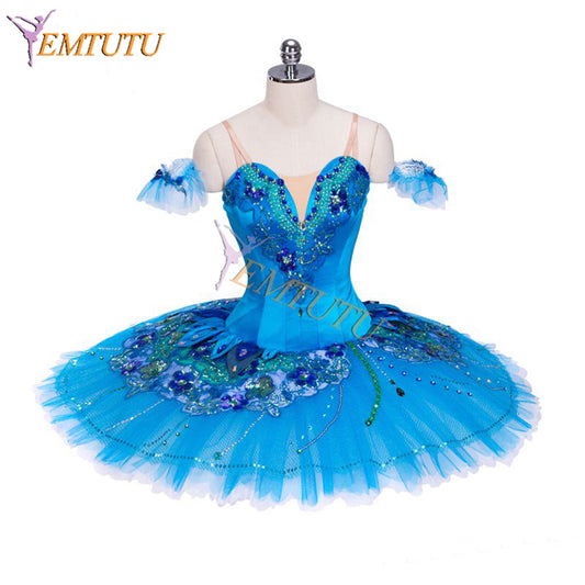 EMTUTU Women Bluebird Variation Professional Ballerina Dance Costumes Ballet Pancake Tutus