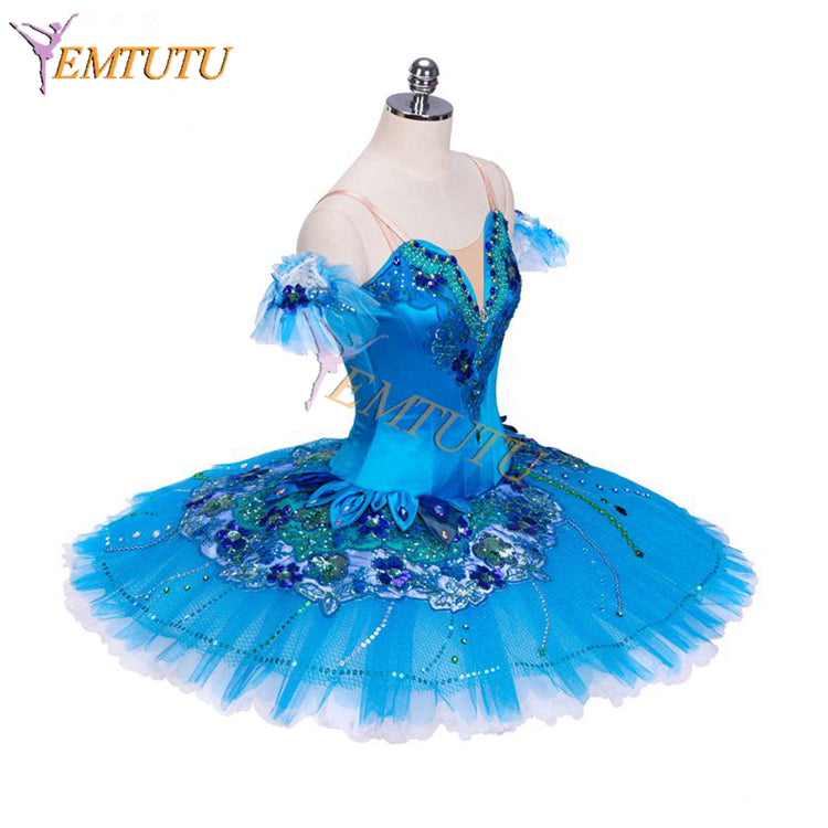 EMTUTU Women Bluebird Variation Professional Ballerina Dance Costumes Ballet Pancake Tutus