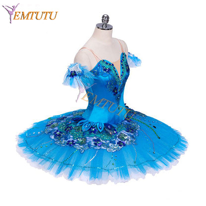 EMTUTU Women Bluebird Variation Professional Ballerina Dance Costumes Ballet Pancake Tutus