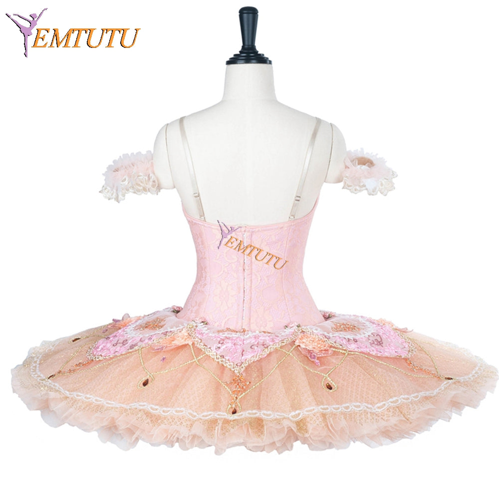 EMTUTU Adult Pale Pink Professional Nutcracker Fairy Doll Sleeping Beauty Pancake Tutu Ballet Dress