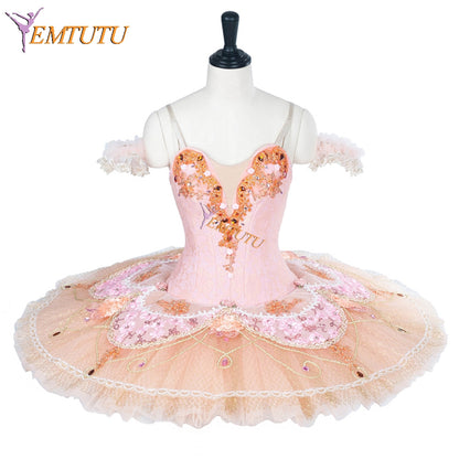 EMTUTU Adult Pale Pink Professional Nutcracker Fairy Doll Sleeping Beauty Pancake Tutu Ballet Dress