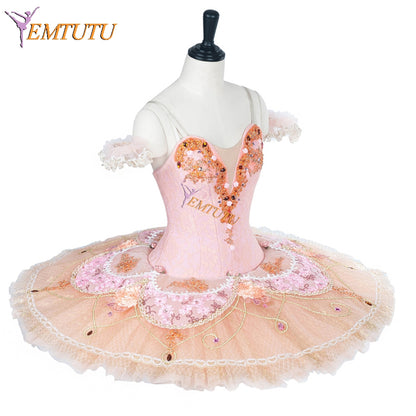 EMTUTU Adult Pale Pink Professional Nutcracker Fairy Doll Sleeping Beauty Pancake Tutu Ballet Dress