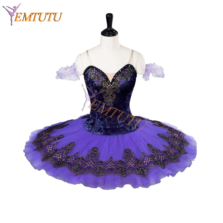 EMTUTU Women Purple Velvet Custom Size Sleeping Beauty Ballet Lilac Fairy Variation Ballet Costume EM9005