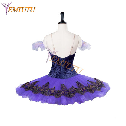 EMTUTU Women Purple Velvet Custom Size Sleeping Beauty Ballet Lilac Fairy Variation Ballet Costume EM9005