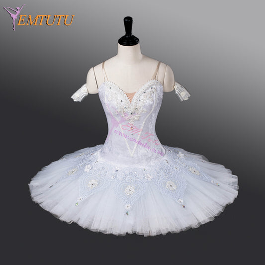 EMTUTU Adult White Velvet Sleeping Beauty Princess Aurora Wedding Scene Tutu Ballet Costume Woman EM9011