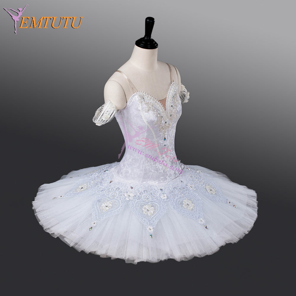 EMTUTU Adult White Velvet Sleeping Beauty Princess Aurora Wedding Scene Tutu Ballet Costume Woman EM9011