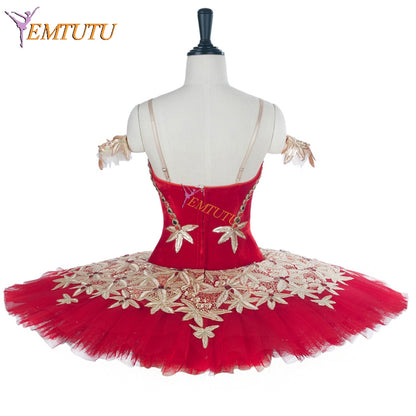 EMTUTU Red Velvet Don Quixote Professional Custom-Made Dance Competition Ballet Costume Paquita Tutu EM1284