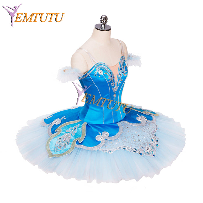 EMTUTU Aqua Blue Shiny Satin Queen Of The Dryads Ballet Dress Sleeping Beauty Faries Classical Tutu Costume Professional