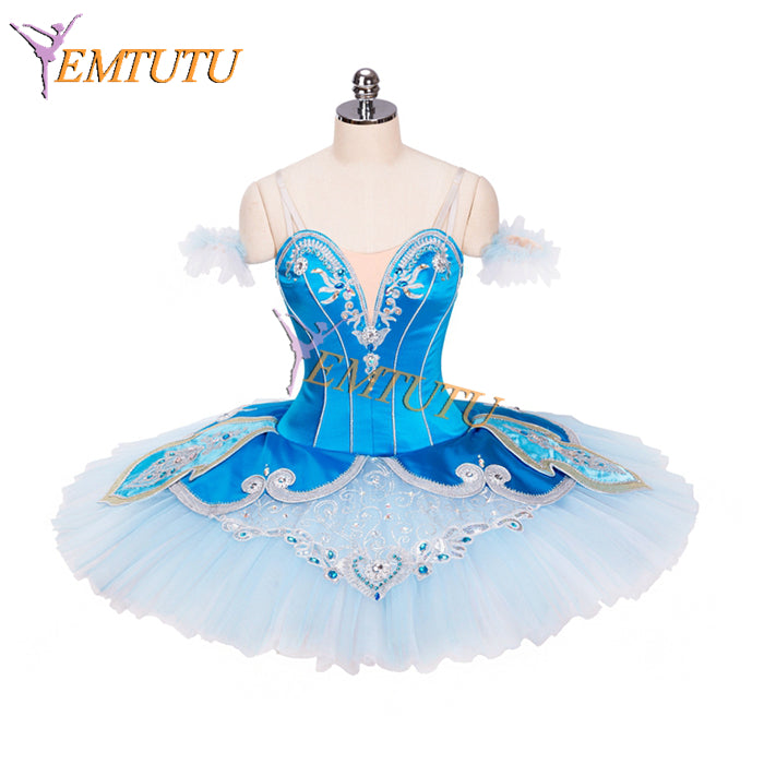 EMTUTU Aqua Blue Shiny Satin Queen Of The Dryads Ballet Dress Sleeping Beauty Faries Classical Tutu Costume Professional