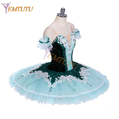 EMTUTU Green Velvet La Esmeralda Variation Custom Made Tutu Outfits Ballet Costume Professional