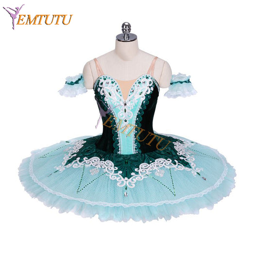 EMTUTU Green Velvet La Esmeralda Variation Custom Made Tutu Outfits Ballet Costume Professional