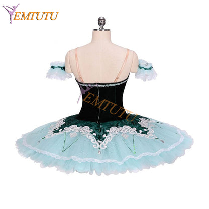 EMTUTU Green Velvet La Esmeralda Variation Custom Made Tutu Outfits Ballet Costume Professional