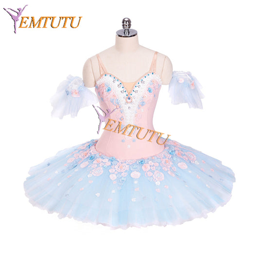 EMTUTU Pink and Blue Classical Professional Dance Competition Sleeping Beauty Fairy Custom Made Tutu Outfits Ballet Costume EM9014