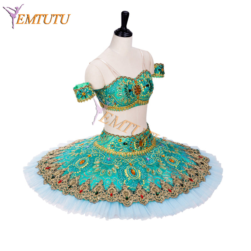 EMTUTU Oriental Style Le Corsaire Odalisques Professional Ballerina Dress Green Tutu Nutcracker Ballet Costume