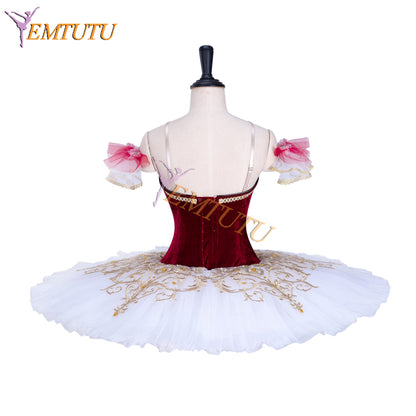 EMTUTU White and Gold Ballet Sleeping Beauty the Fairy of Tenderness Candid Ballerina Dress Tutu Costume