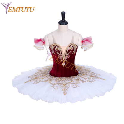 EMTUTU White and Gold Ballet Sleeping Beauty the Fairy of Tenderness Candid Ballerina Dress Tutu Costume