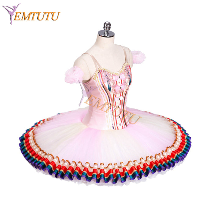 EMTUTU Paquita Platter Tutu Dress Professional Ballet Costume Hamsatti Pink Competition Classical Tutu