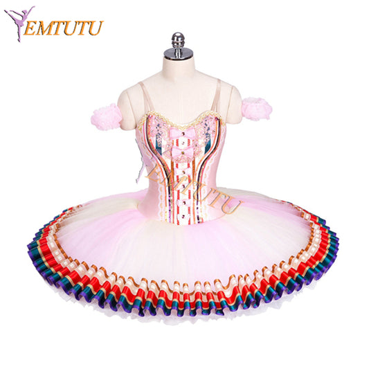 EMTUTU Paquita Platter Tutu Dress Professional Ballet Costume Hamsatti Pink Competition Classical Tutu