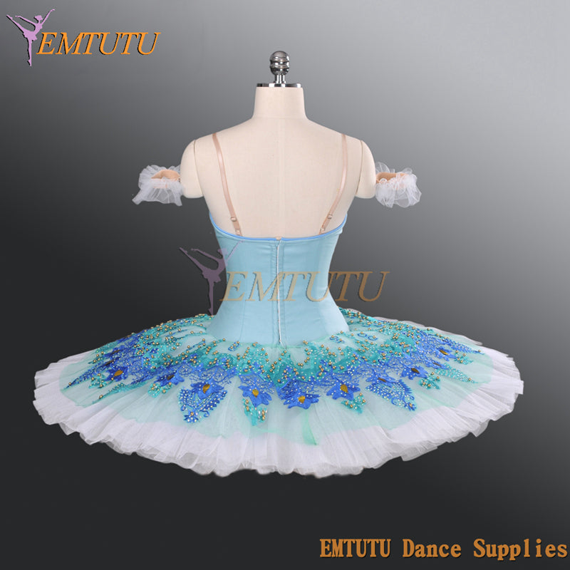 EMTUTU Crystal Blue Don Quixote Dryad Queen Variation Classical Tutu for Women Professional Ballet Competition Costumes