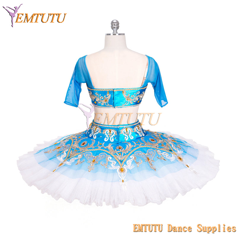 EMTUTU La Bayadere Ballet Dress Professional Stage Costume Nutcracker Arabian Dance Blue Pancake Tutu YAGP