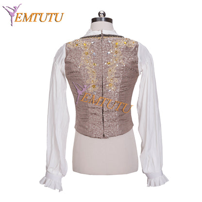 EMTUTU Gold Custom Made Prince Desire Professional Ballet Tunic Male Variation Costume