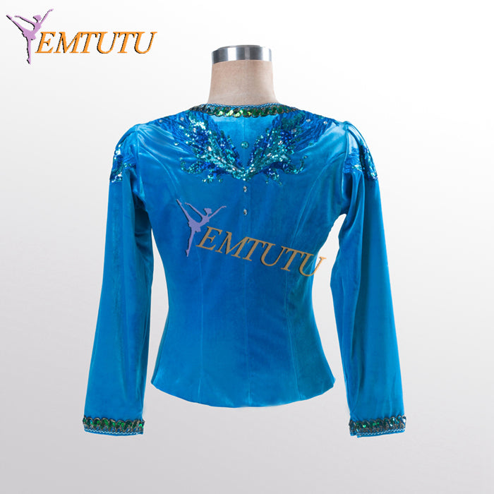 EM007 EMTUTU Professional Custom-Made Velvet Blue Bird Professional Ballet Tunic Costume Bluebird Male Variation Dance