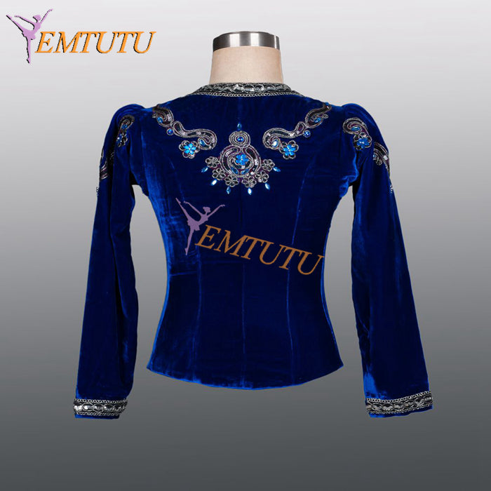 EMTUTU Navy Blue Velvet Custom-Made Giselle Albrecht Men Stage Professional Ballet Costumes Jacket for boy Ballerinas