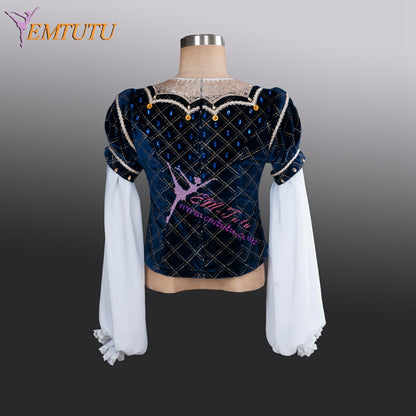 EM008 EMTUTU Navy and White Raymonda Men's Ballet Dancer Costume Male Variation Tunic