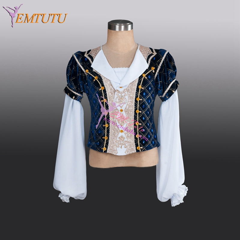 EM008 EMTUTU Navy and White Raymonda Men's Ballet Dancer Costume Male Variation Tunic