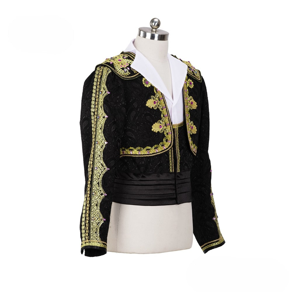 EMTUTU Custom-Made Black Adult Ballet Tunic Costumes Top Spanish Male's Ballet Dance Jacket